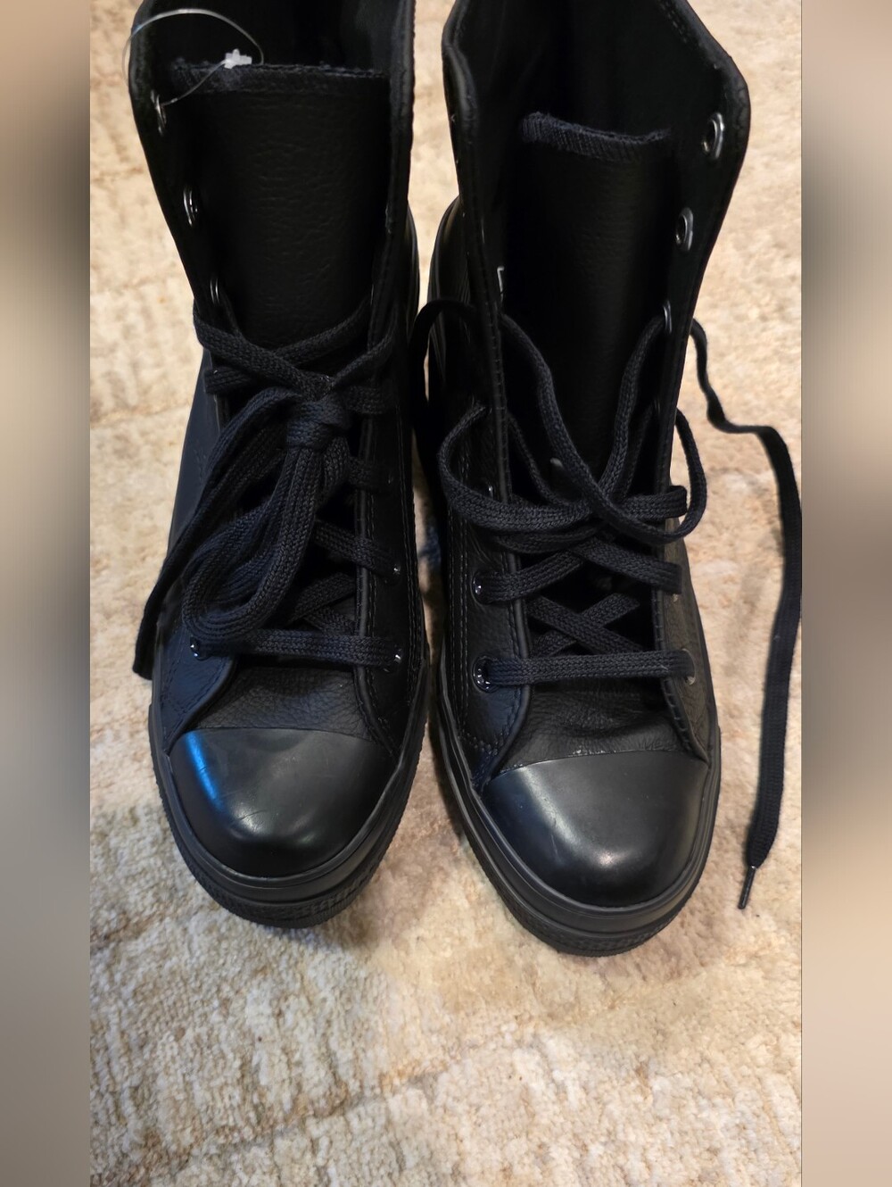 Converse Chuck 70 De Luxe Heel Leather High Boots Black Shoes Platform - Picture 9 of 10